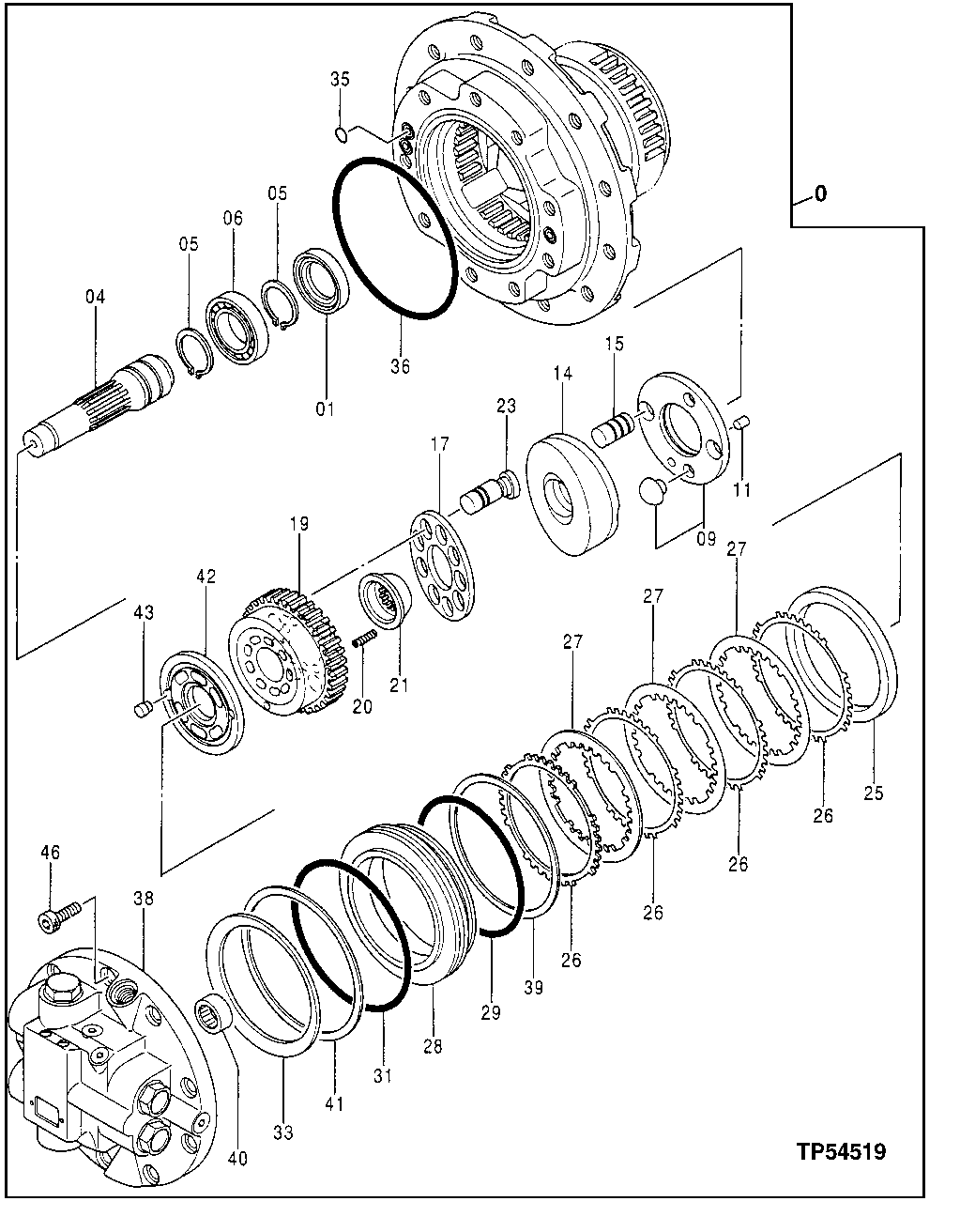 Схема запчастей John Deere 20 - 21 - PROPEL MOTOR 0260 HYDRAULIC SYSTEM