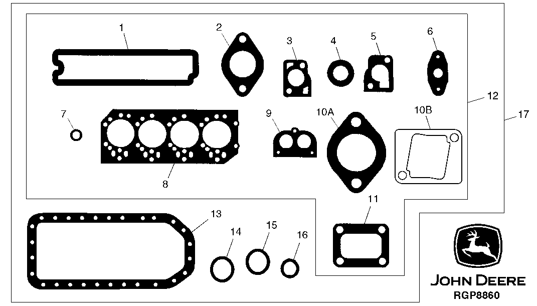 Схема запчастей John Deere 20 - 71 - ENGINE GASKET SET 0400A Engine 4045HP051-RE508144 4045HP051