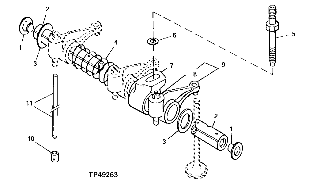 Схема запчастей John Deere 20 - 76 - ROCKER ARM SHAFT, PUSH RODS AND ROCKER ARMS (ESN -804732) ( - 804732) 0400B Engine T04045TT052 ( - 804732) T04045TT052