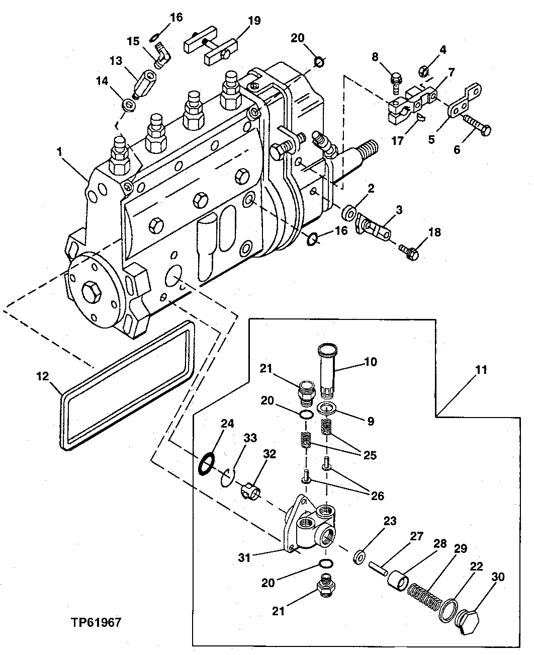 Схема запчастей John Deere 20 - 97 - FUEL INJECTION PUMP / FUEL TRANSFER PUMP (ESN -804732) ( - 804732) 0400B Engine T04045TT052 ( - 804732) T04045TT052