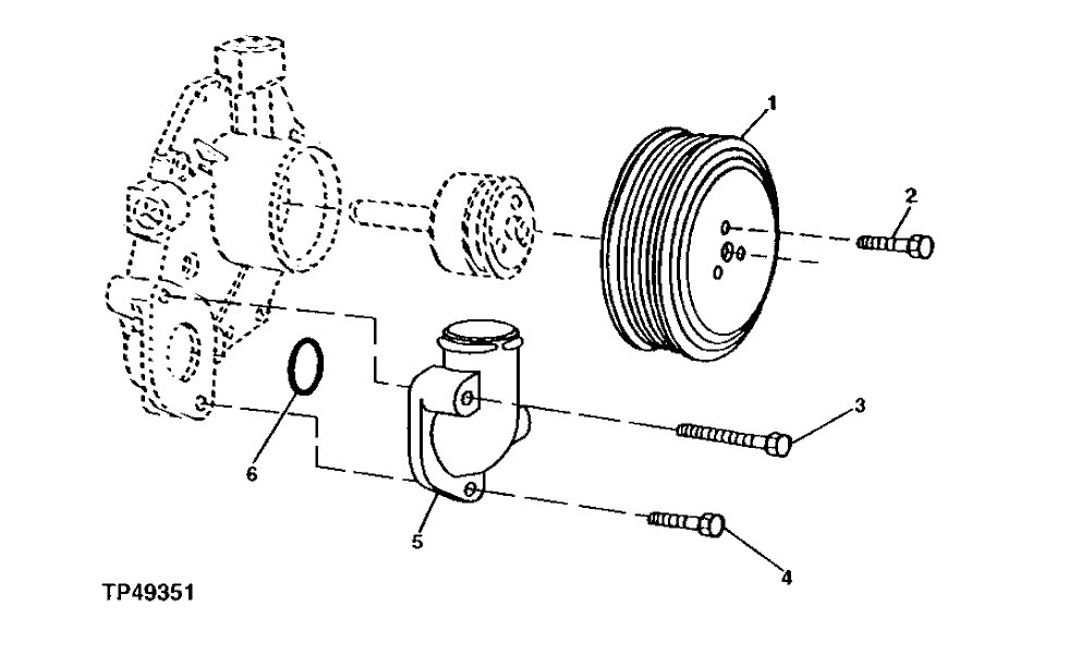 Схема запчастей John Deere 20 - 103 - WATER PUMP PULLEY AND INLET (ESN -804732) ( - 804732) 0400B Engine T04045TT052 ( - 804732) T04045TT052