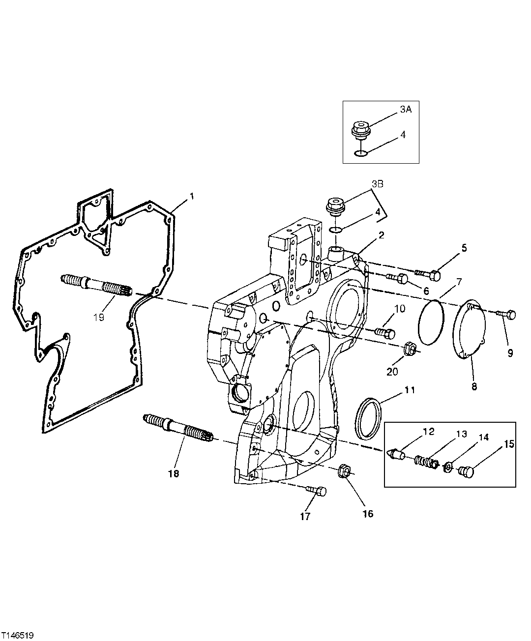 Схема запчастей John Deere 20 - 129 - TIMING GEAR COVER PE4045TP051(ESN 026620-151708) (026620 - 151708) 0400C PE4045TP051 (ESN 026620-151708) - 120 EXCAVATOR PE4045TP051 (026620 - 151708) PE4045TP051