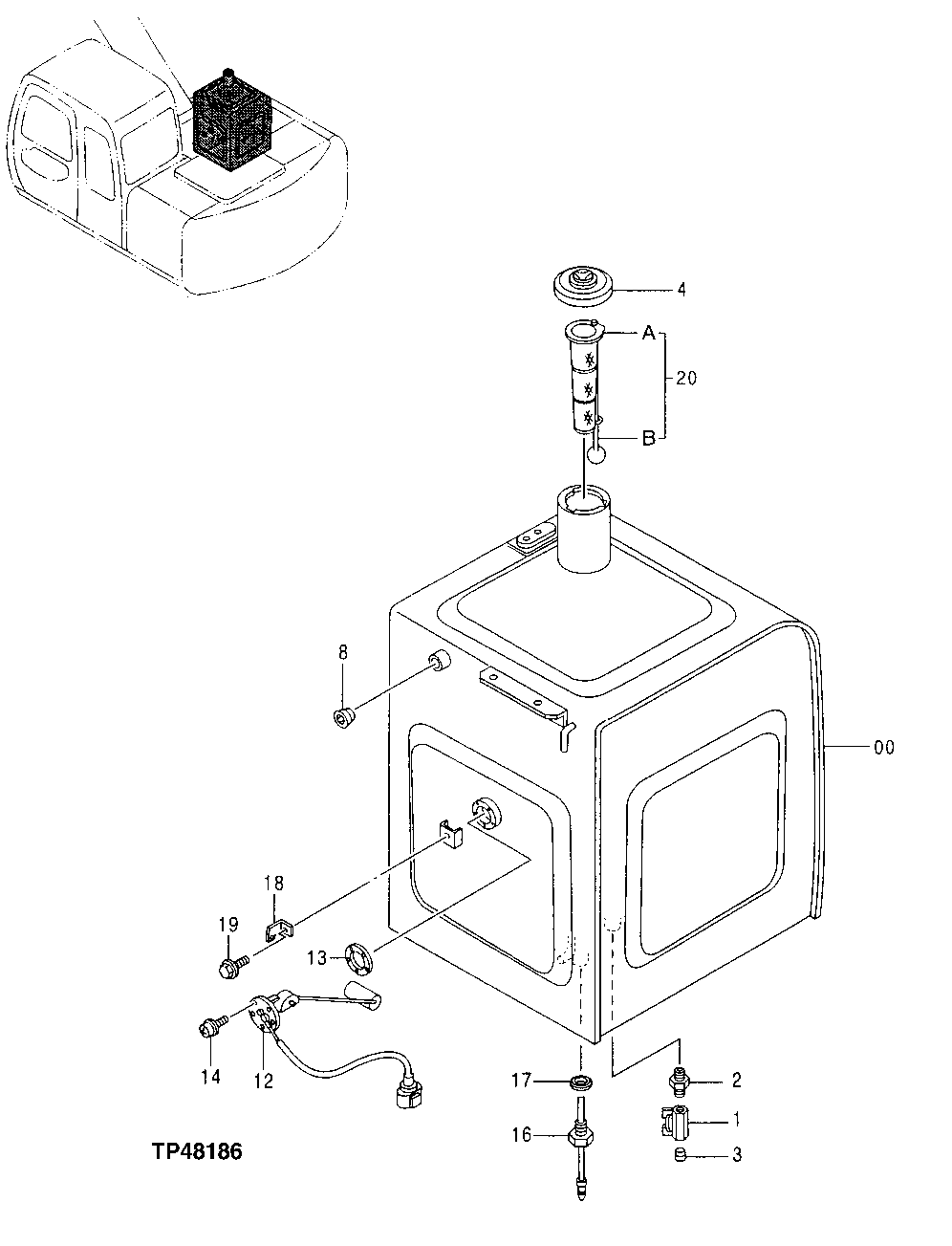 Схема запчастей John Deere 20 - 185 - Fuel Tank 0560 External Fuel Supply Systems