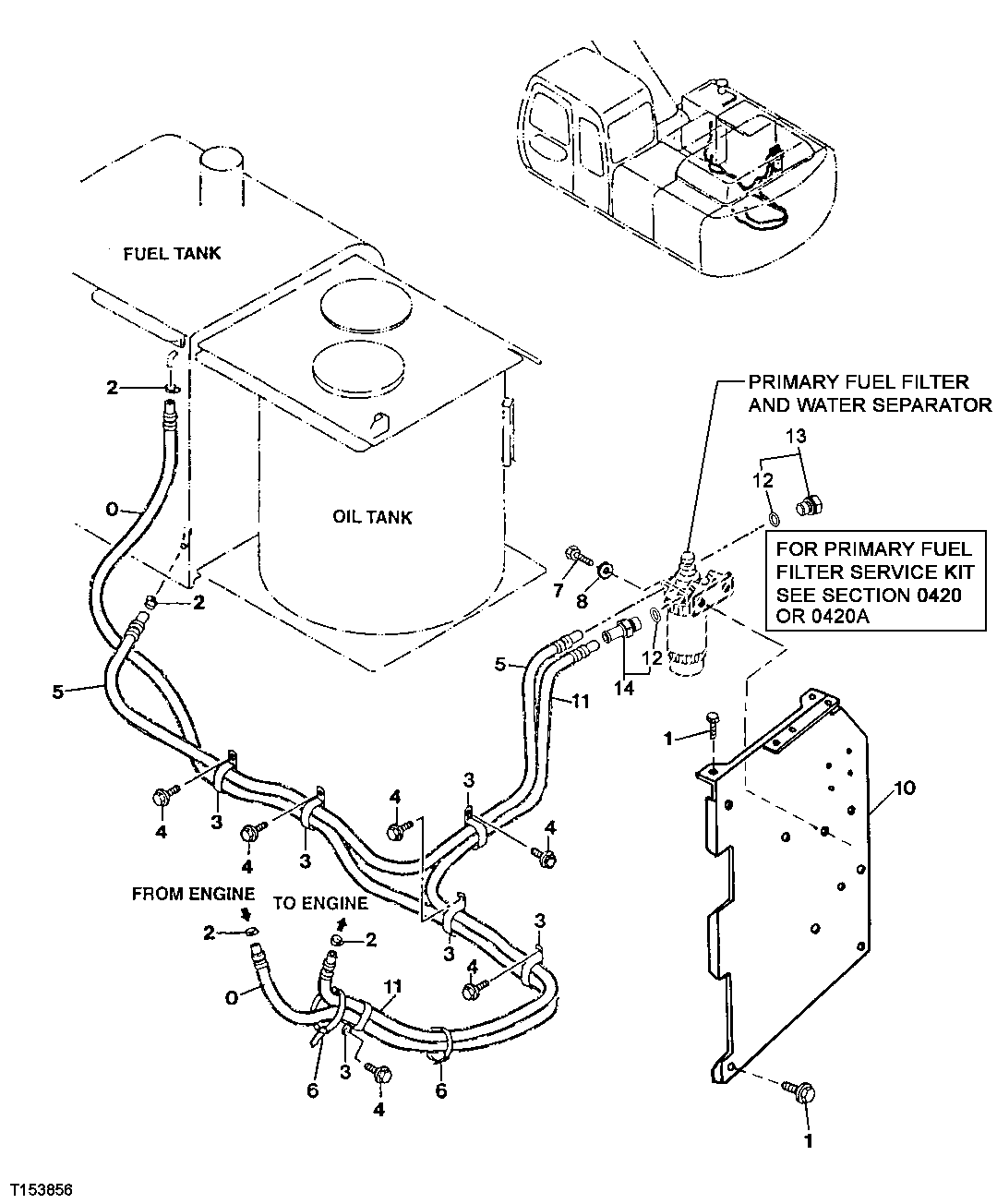 Схема запчастей John Deere 20 - 187 - FUEL TANK FUEL LINES 0560 External Fuel Supply Systems