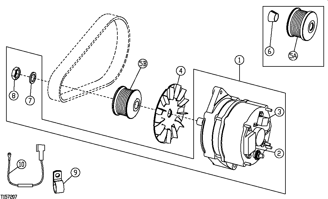 Схема запчастей John Deere 20 - 193 - Alternator, Regulator And Pulley (PE4045TP051 Serial No. 026620-151708) (PE4045HP050 Serial No. 151709- ) 1672 ALTERNATOR, REGULATOR AND CHARGING SYSTEM WIRING