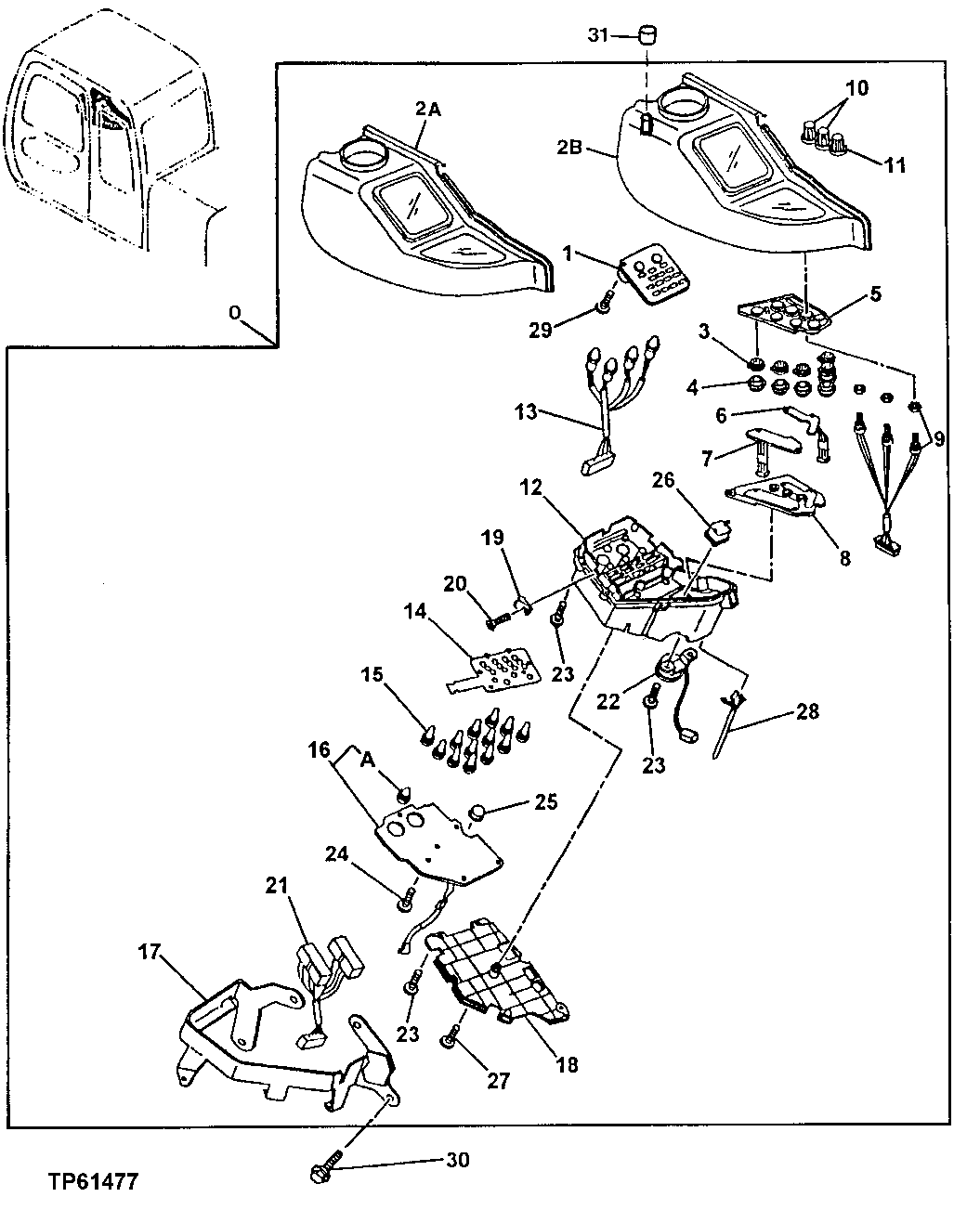 Схема запчастей John Deere 20 - 197 - Monitor 1674 Wiring Harness And Switches