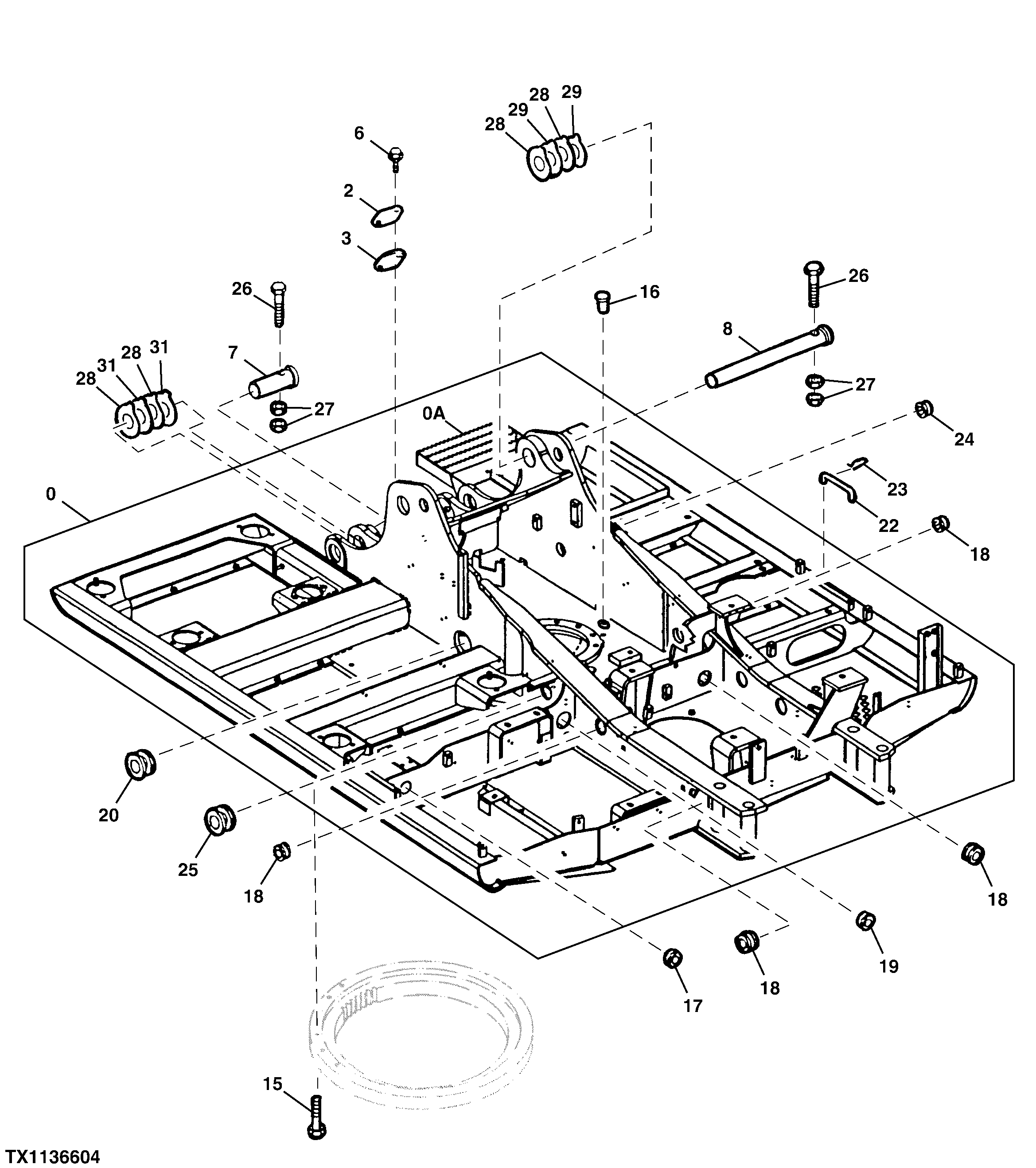 Схема запчастей John Deere 20 - 214 - Main Frame 1740 Frame Installation