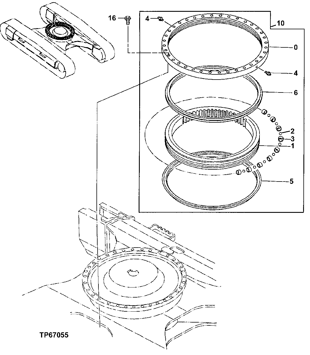 Схема запчастей John Deere 20 - 216 - Swing Bearing 1740 Frame Installation