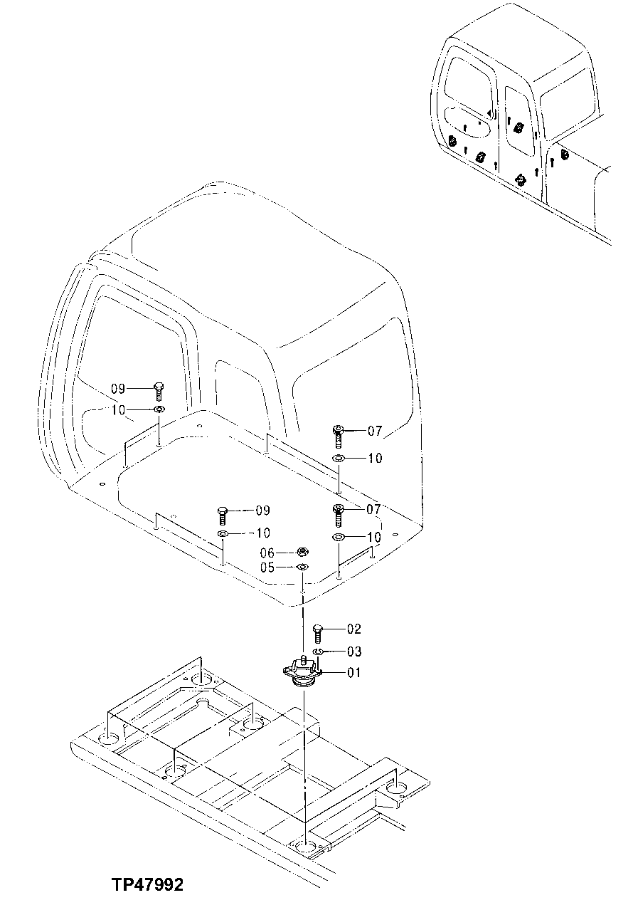 Схема запчастей John Deere 20 - 218 - Cab Mounting 1810 Operator Enclosure