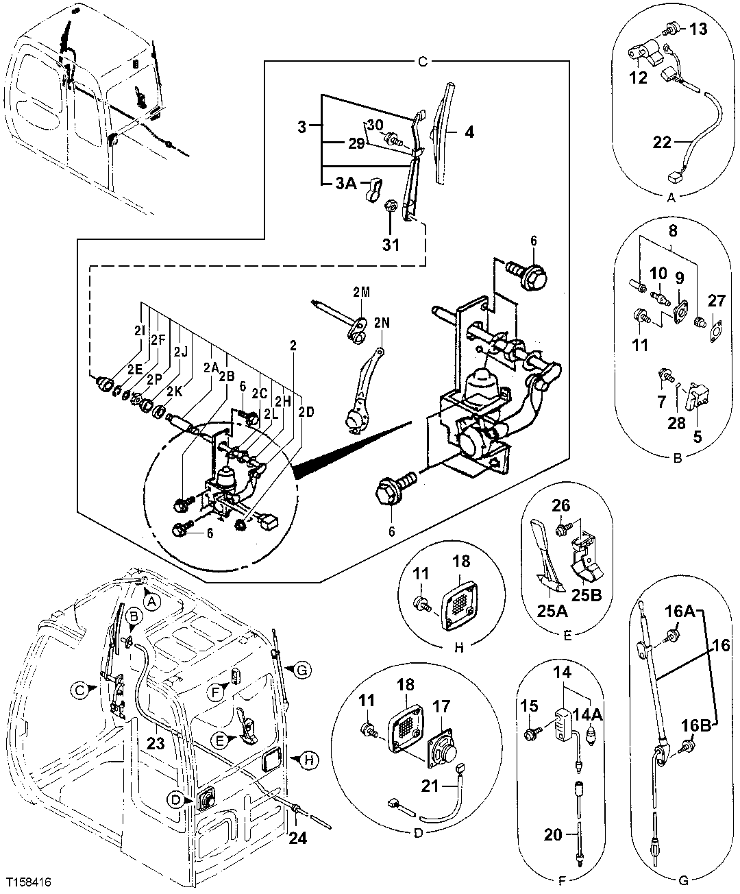 Схема запчастей John Deere 20 - 220 - Cab Components 1810 Operator Enclosure