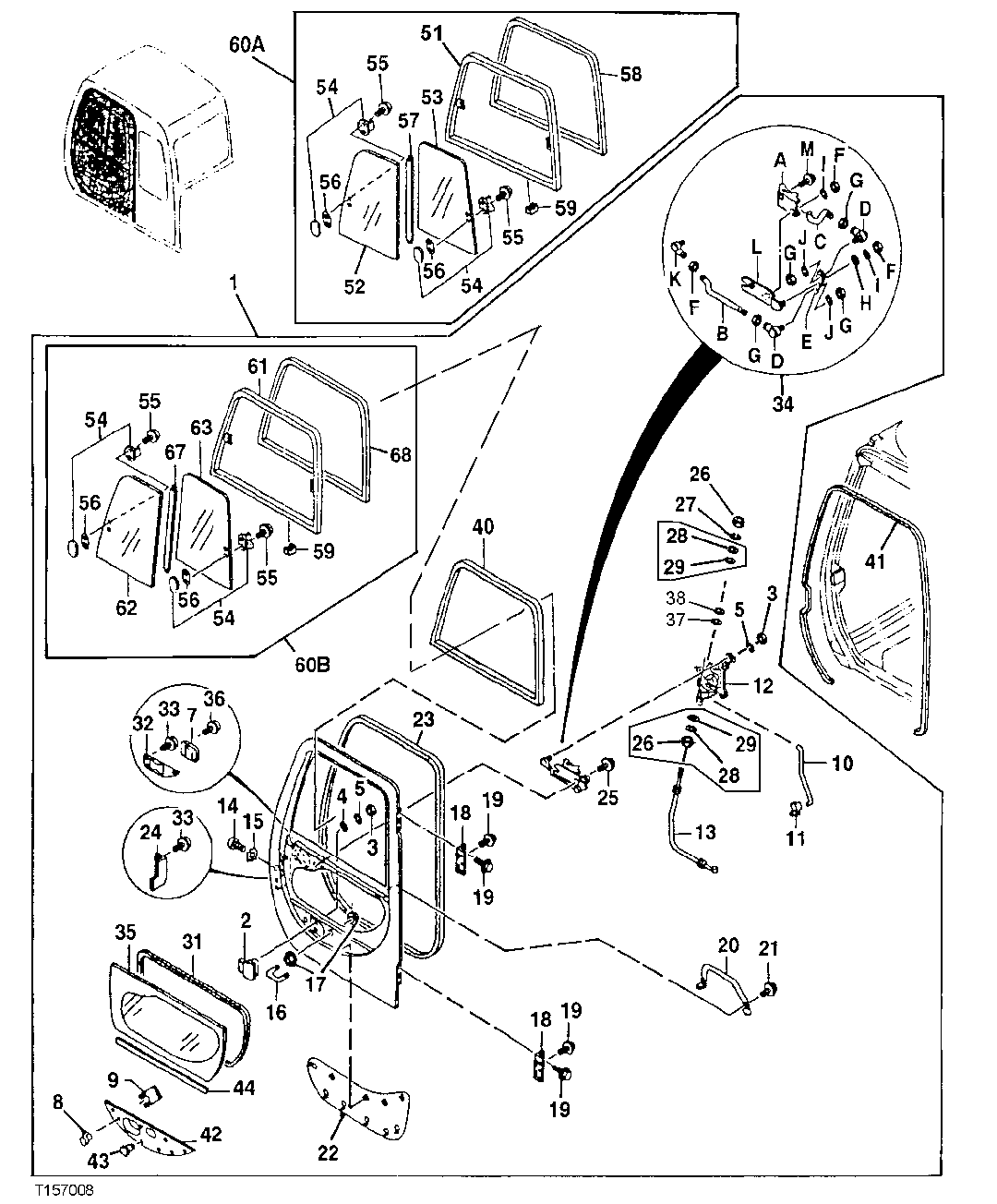 Схема запчастей John Deere 20 - 223 - Cab Components 1810 Operator Enclosure