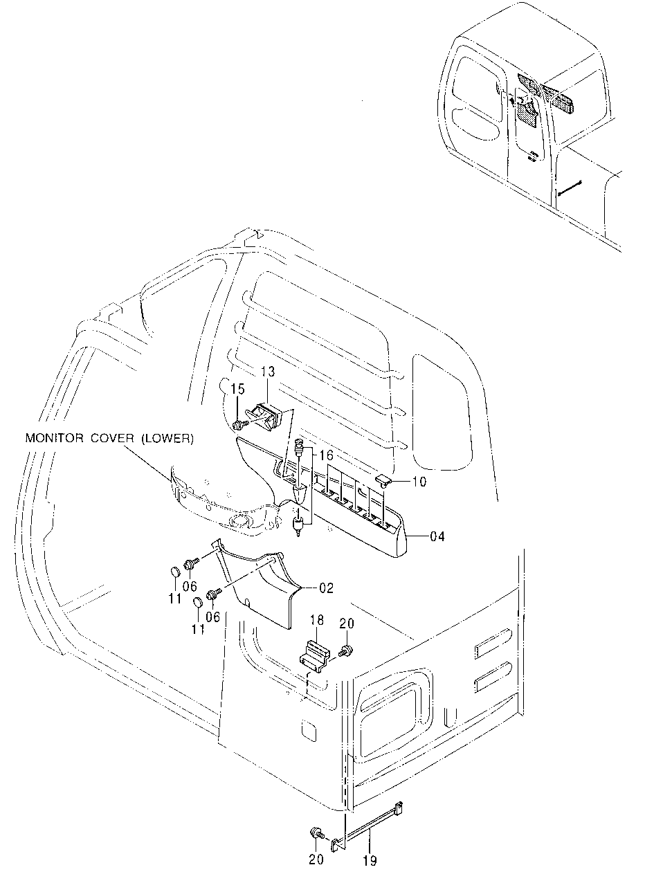 Схема запчастей John Deere 20 - 229 - Cab Inside Right Cover 1810 Operator Enclosure