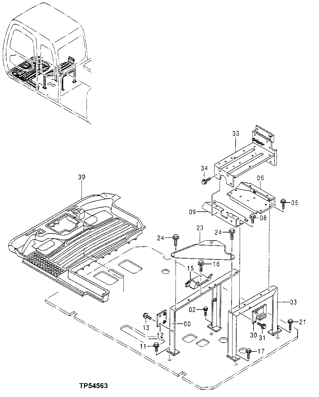 Схема запчастей John Deere 20 - 232 - Cab Floor Parts 1810 Operator Enclosure