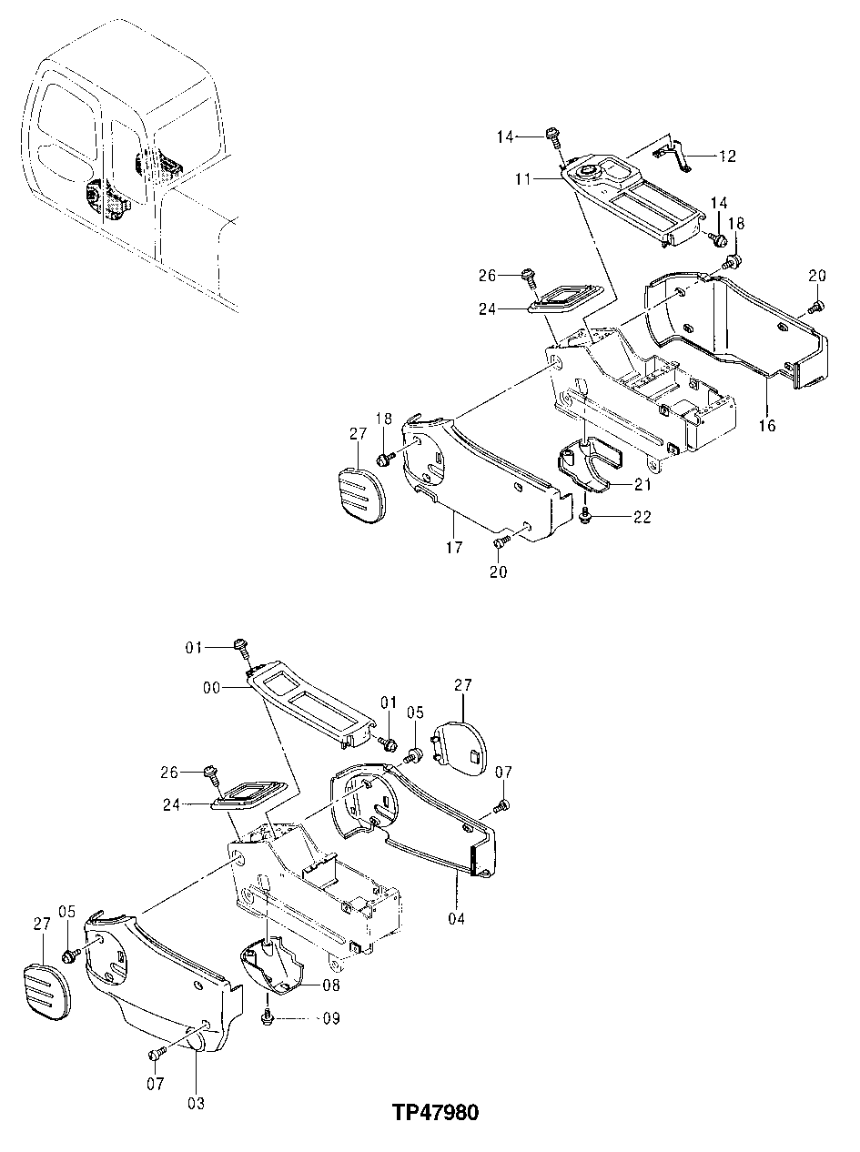 Схема запчастей John Deere 20 - 236 - Console Cover 1810 Operator Enclosure