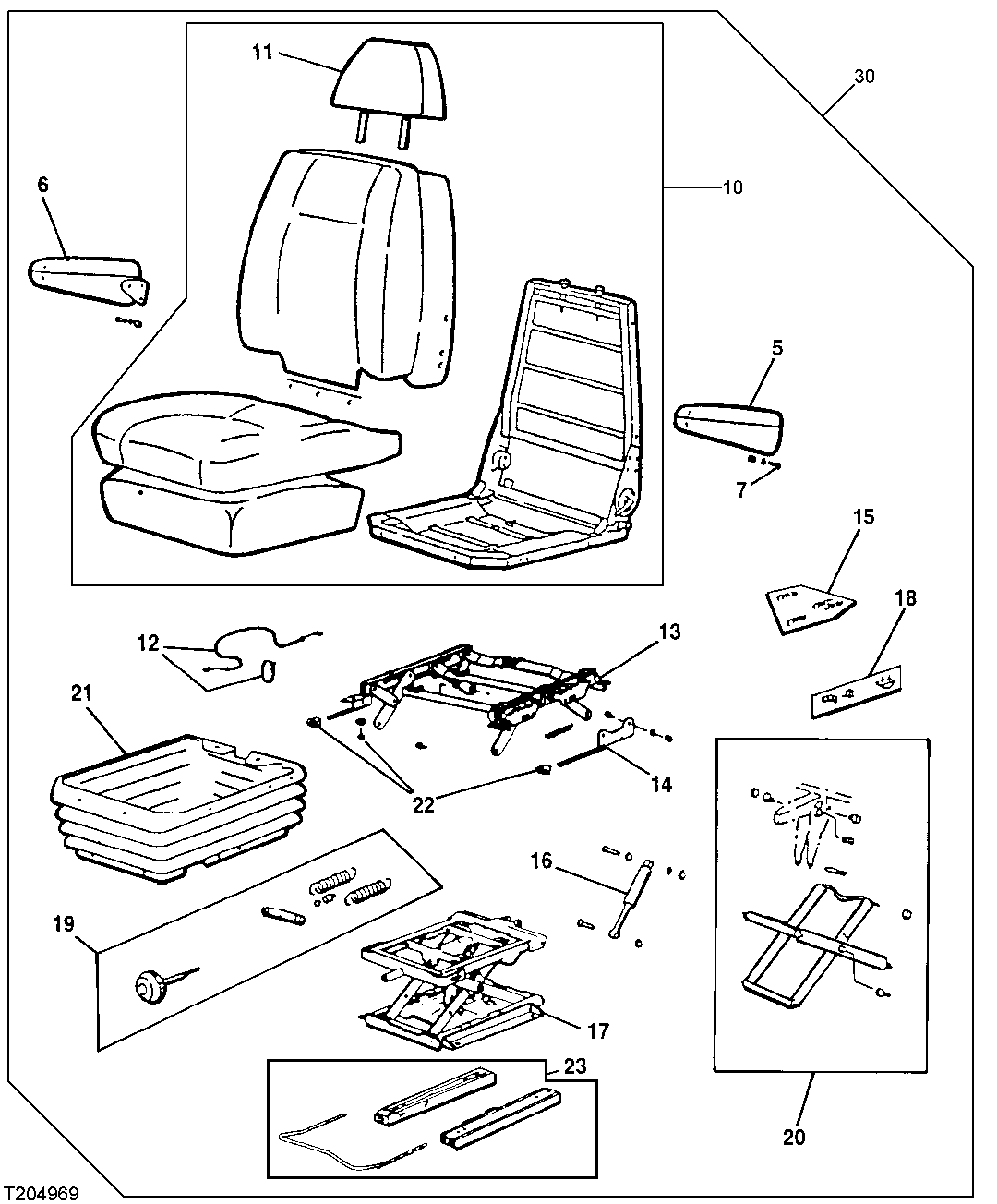Схема запчастей John Deere 20 - 239 - Seat 1821 SEAT AND SEAT BELT