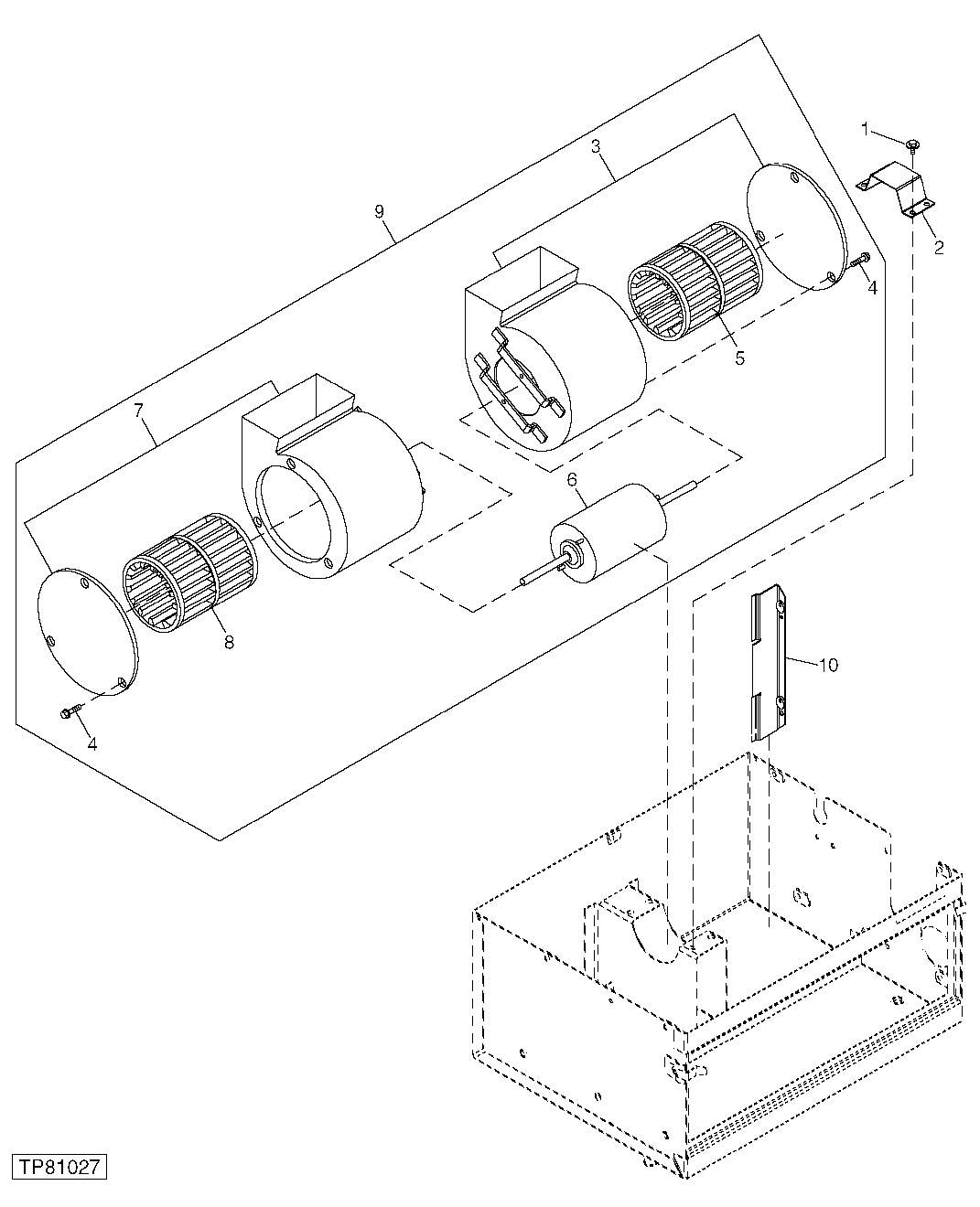 Схема запчастей John Deere 20 - 253 - BLOWER ASSEMBLY, AIR CONDITIONING UNIT 1832 CONDENSER, EVAPORATOR, AND LINES