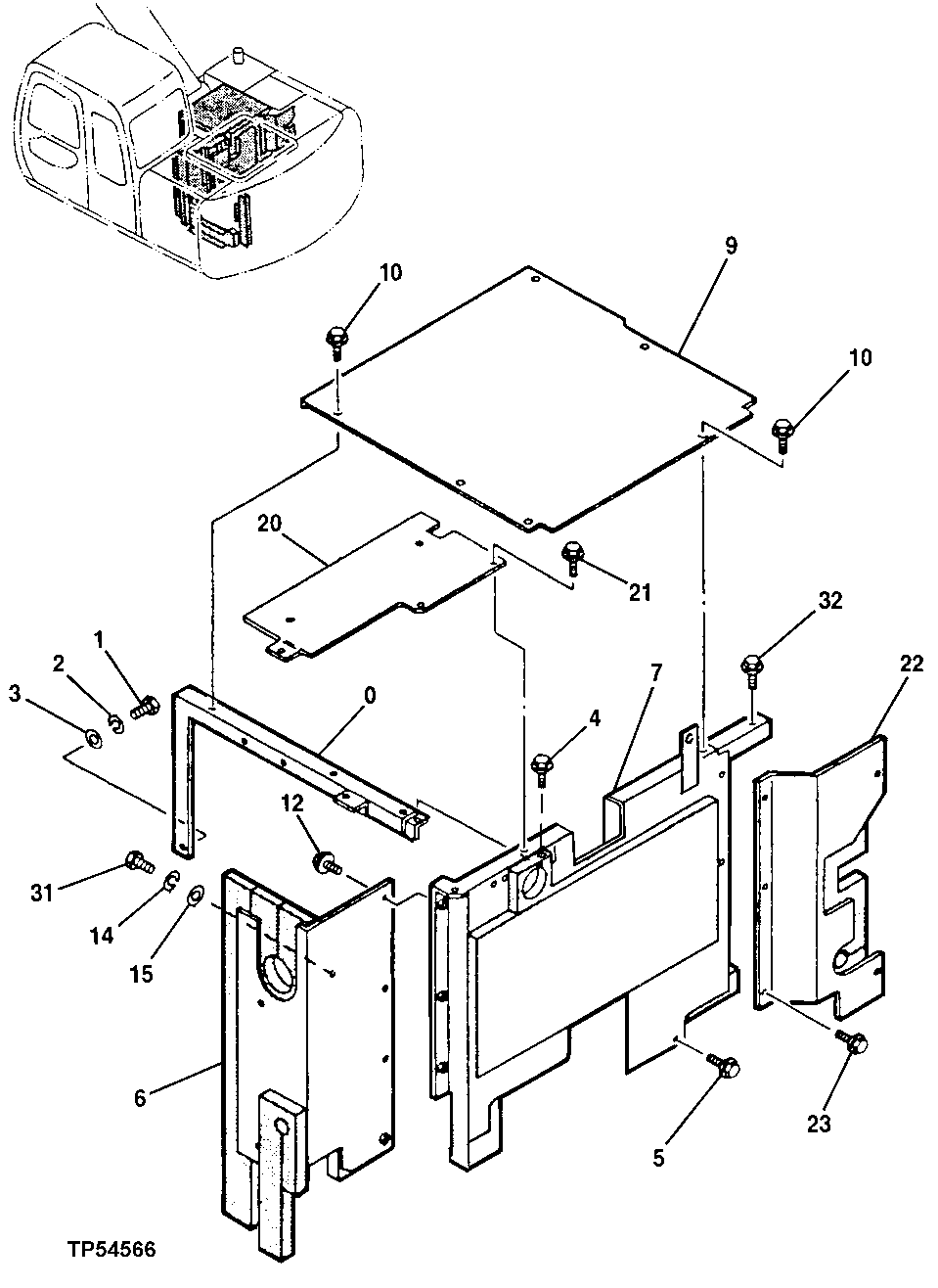 Схема запчастей John Deere 20 - 257 - Cover 1910 Hood Or Engine Enclosure