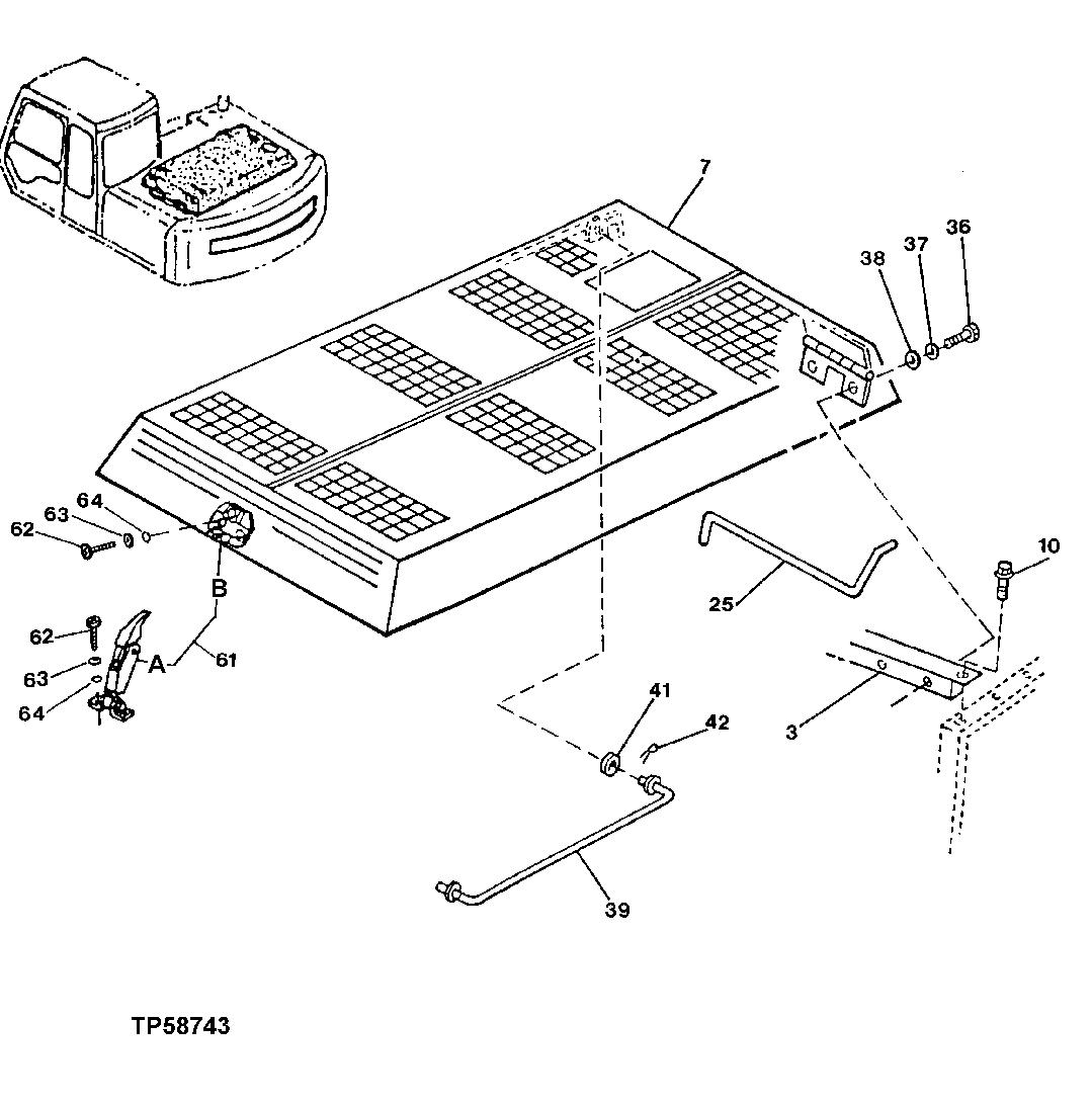 Схема запчастей John Deere 20 - 258 - Engine Cover 1910 Hood Or Engine Enclosure