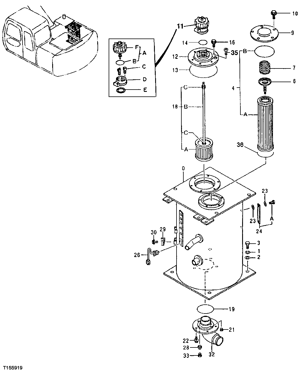 Схема запчастей John Deere 20 - 272 - Oil Tank 2160 Vehicle Hydraulics