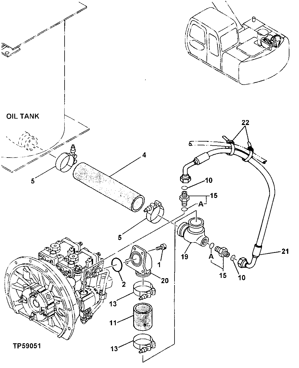 Схема запчастей John Deere 20 - 273 - SUCTION PIPINGS 2160 Vehicle Hydraulics