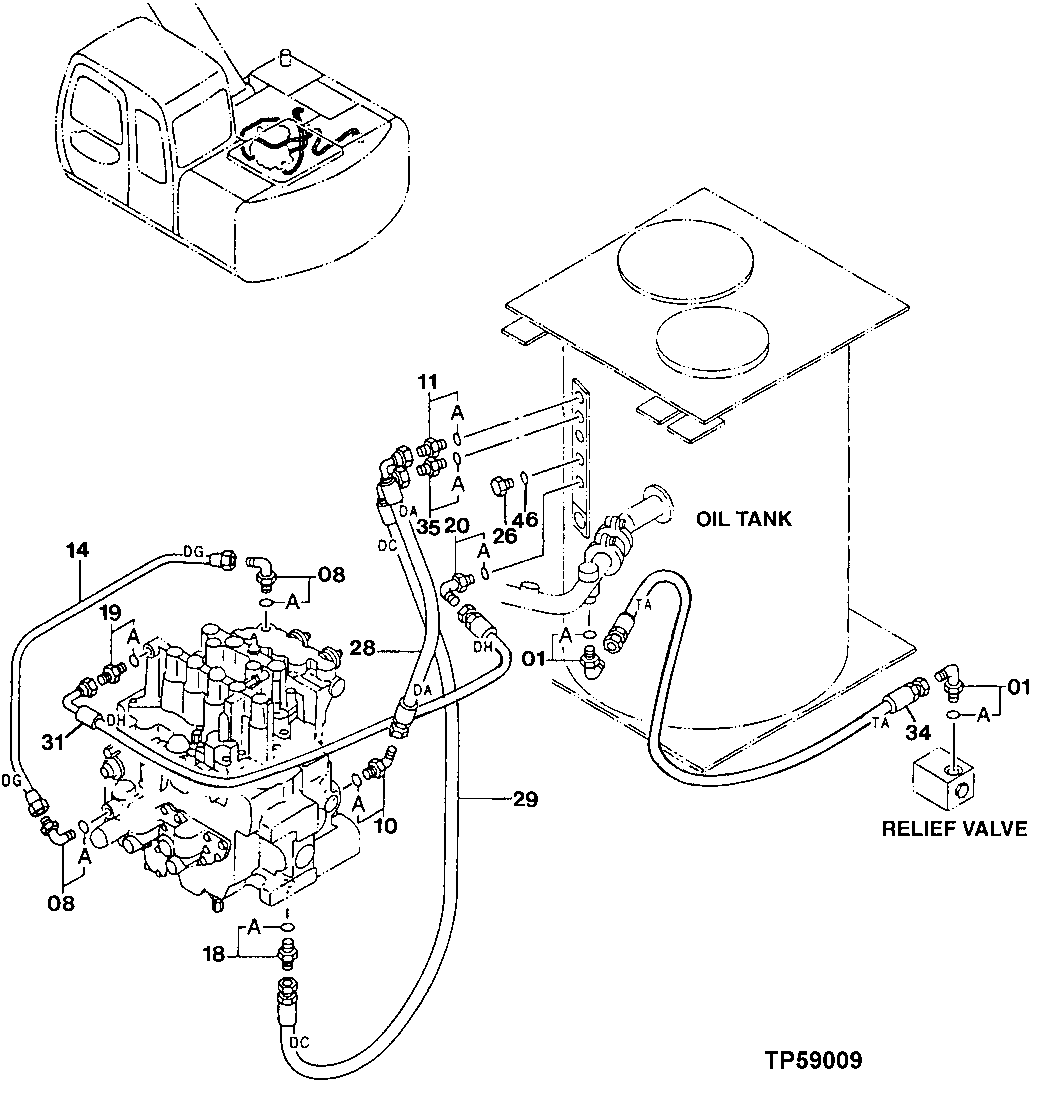 Схема запчастей John Deere 20 - 345 - PILOT PIPINGS 3360 HYDRAULIC SYSTEM