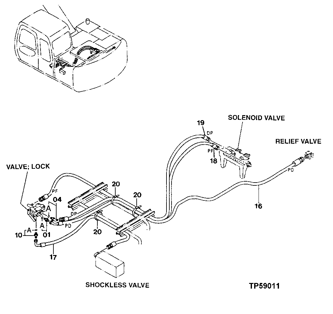 Схема запчастей John Deere 20 - 346 - PILOT PIPINGS 3360 HYDRAULIC SYSTEM