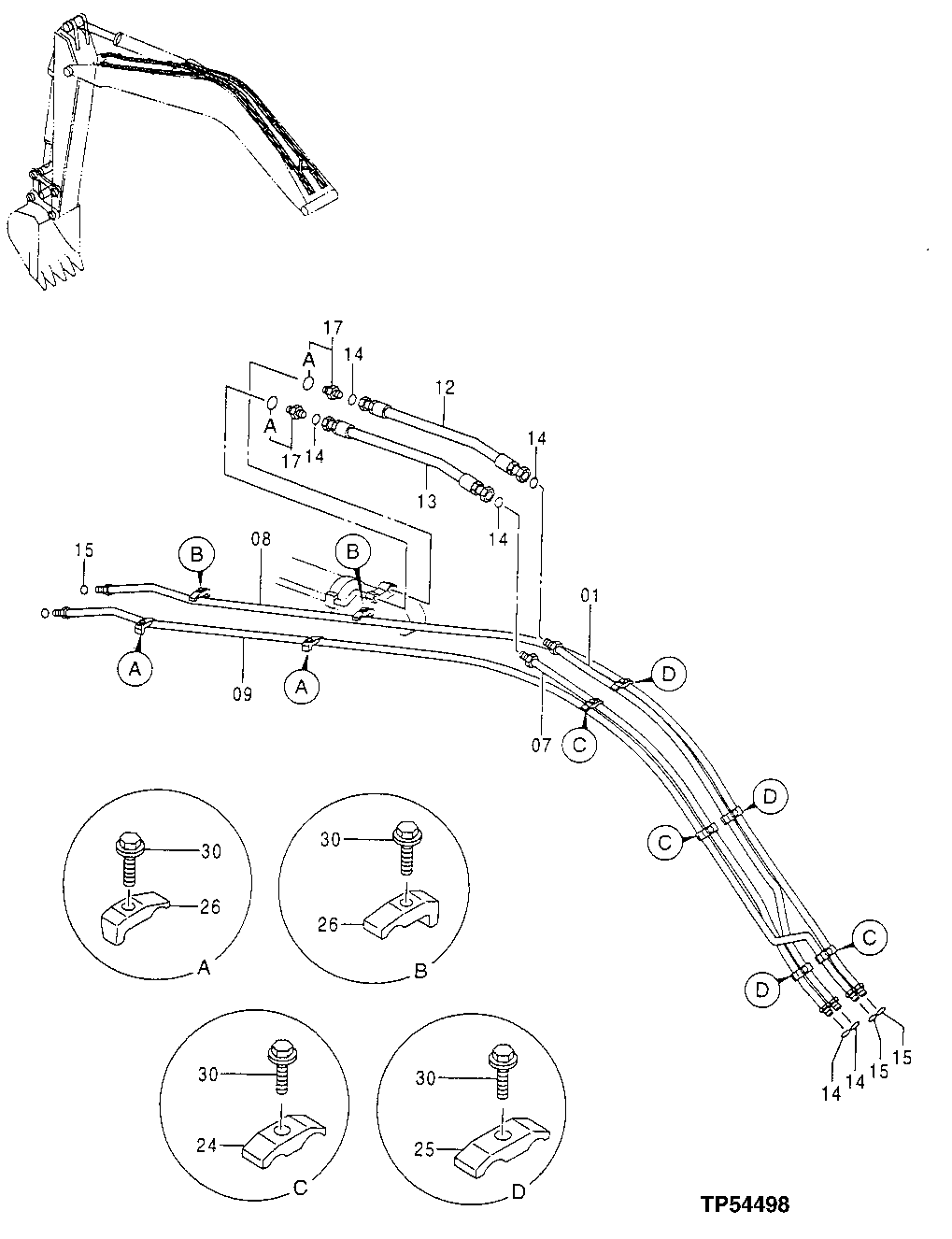 Схема запчастей John Deere 20 - 347 - FRONT PIPINGS 3360 HYDRAULIC SYSTEM