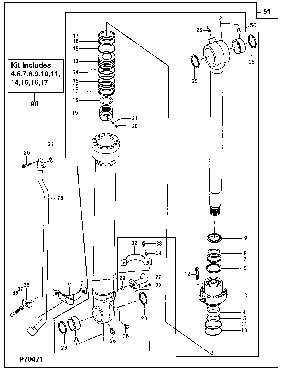 Схема запчастей John Deere 20 - 356 - Bucket Cylinder 3360 HYDRAULIC SYSTEM