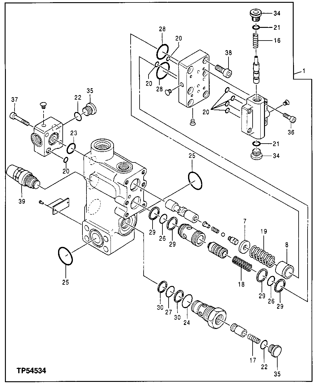 Схема запчастей John Deere 20 - 369 - HOLDING VALVE 3360 HYDRAULIC SYSTEM