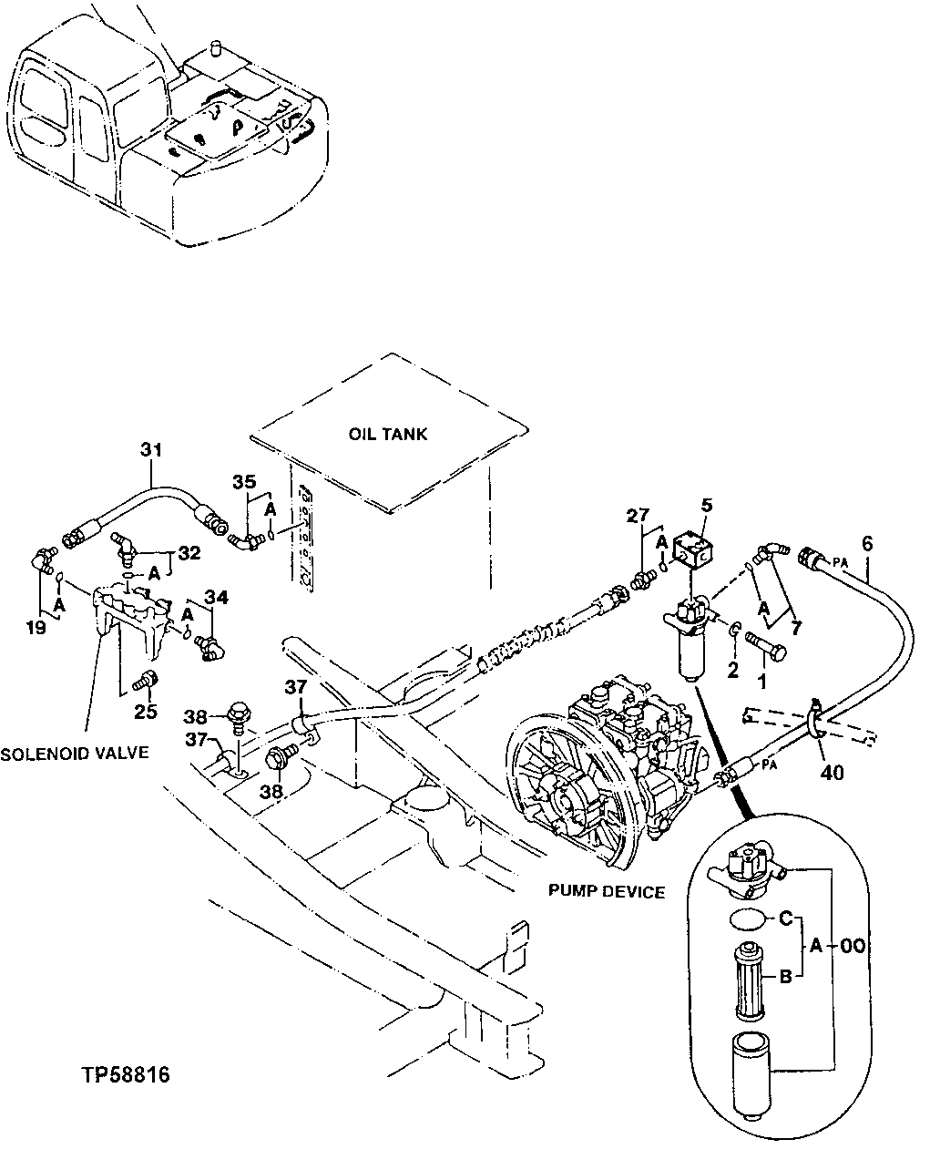 Схема запчастей John Deere 20 - 334 - PILOT PIPINGS 3360 HYDRAULIC SYSTEM