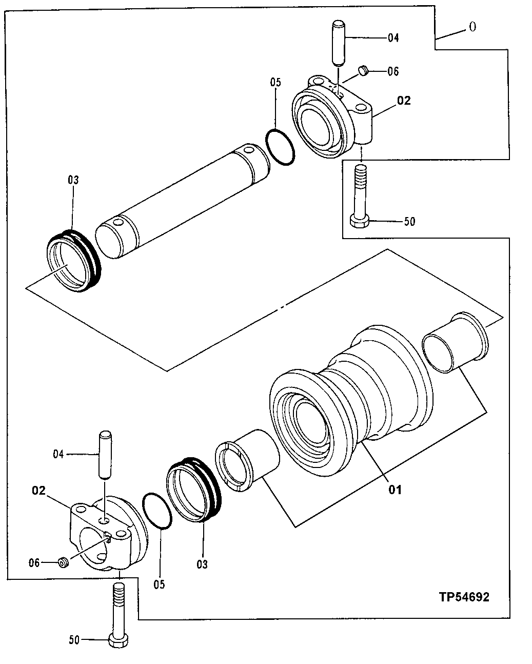 Схема запчастей John Deere 50LC - 7 - Lower Roller 0130 Track Systems