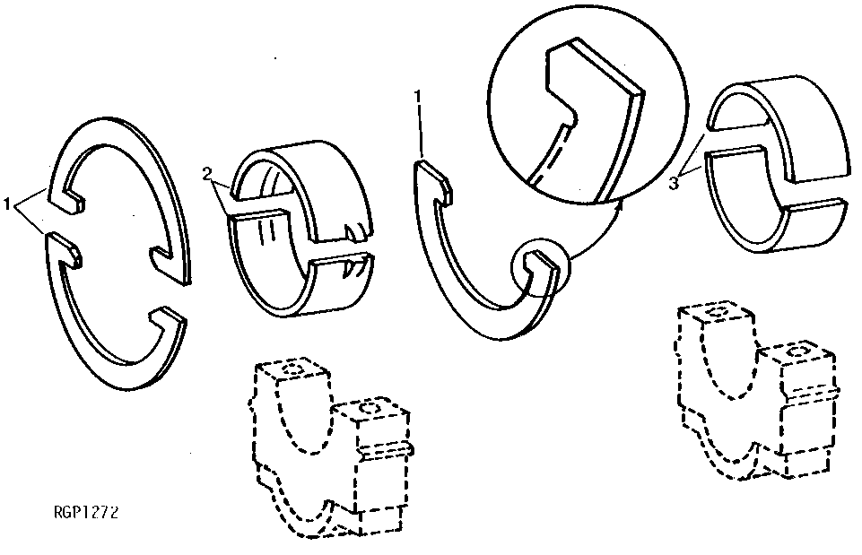 Схема запчастей John Deere 50LC - 18 - MAIN AND MAIN THRUST BEARINGS (6101AT) 0401 Crankshaft And Main Bearing 6101AT010 6101AT010