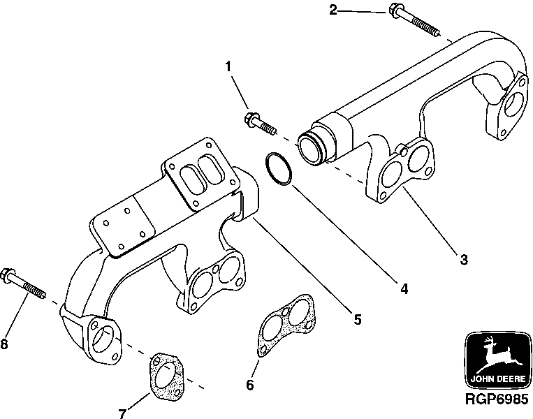 Схема запчастей John Deere 50LC - 40 - Exhaust Manifold 0410 Exhaust Manifold 6101AT010 6101AT010