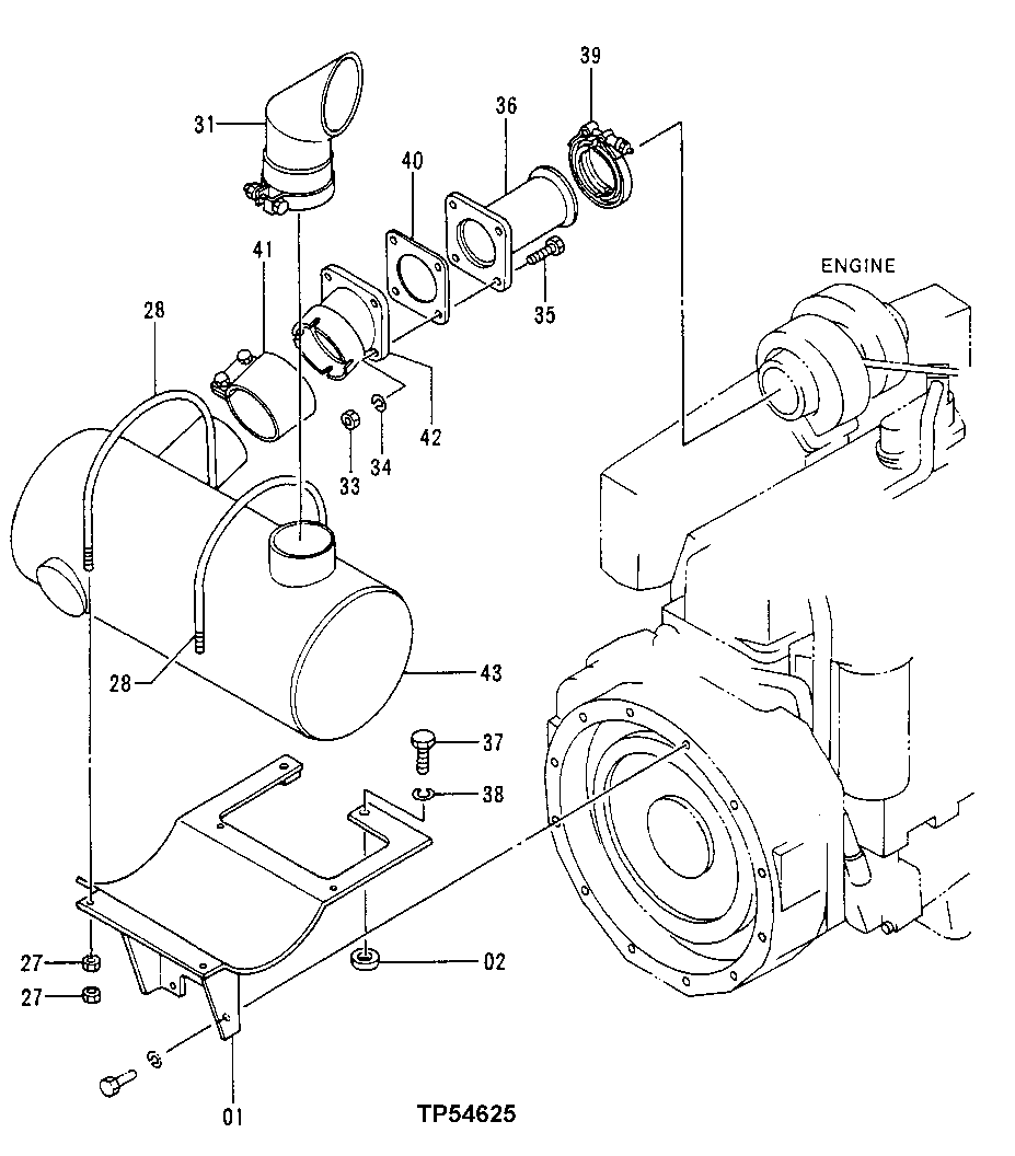 Схема запчастей John Deere 50LC - 82 - Muffler 0530 External Exhaust Systems