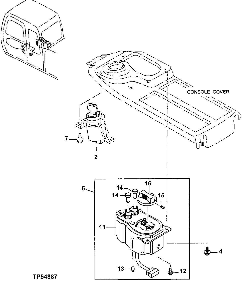 Схема запчастей John Deere 50LC - 100 - Engine Controller 1674 Wiring Harness And Switches