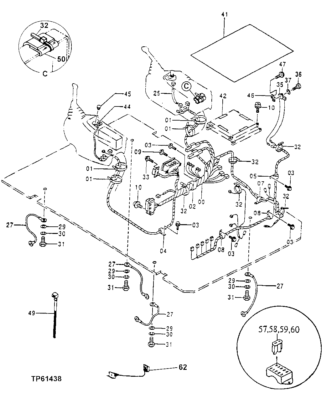 Схема запчастей John Deere 50LC - 101 - Console Wiring Harness 1674 Wiring Harness And Switches