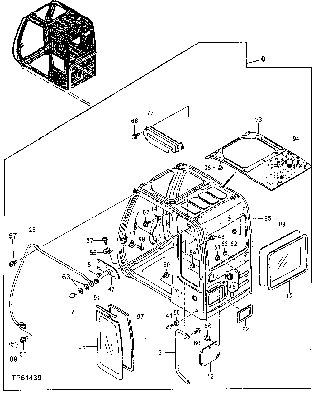 Схема запчастей John Deere 50LC - 125 - Cab Components 1810 Operator Enclosure