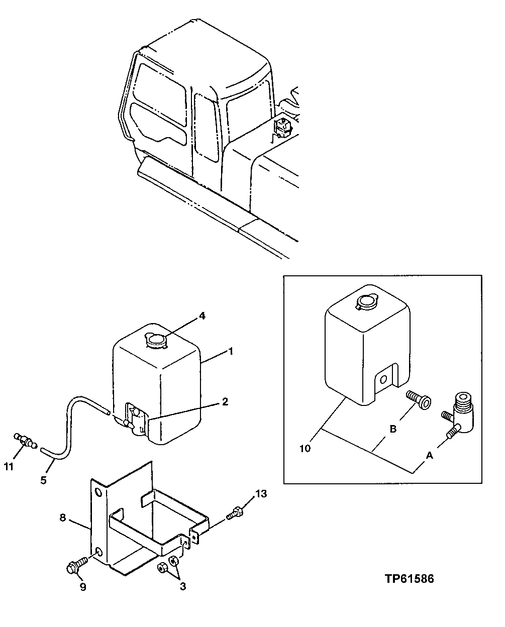 Схема запчастей John Deere 50LC - 134 - Window Washer 1810 Operator Enclosure