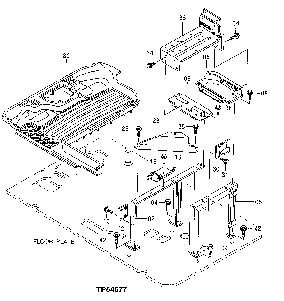 Схема запчастей John Deere 50LC - 137 - Cab Floor Parts 1810 Operator Enclosure