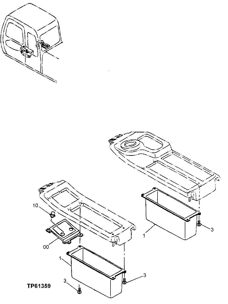 Схема запчастей John Deere 50LC - 141 - Console Cover 1810 Operator Enclosure