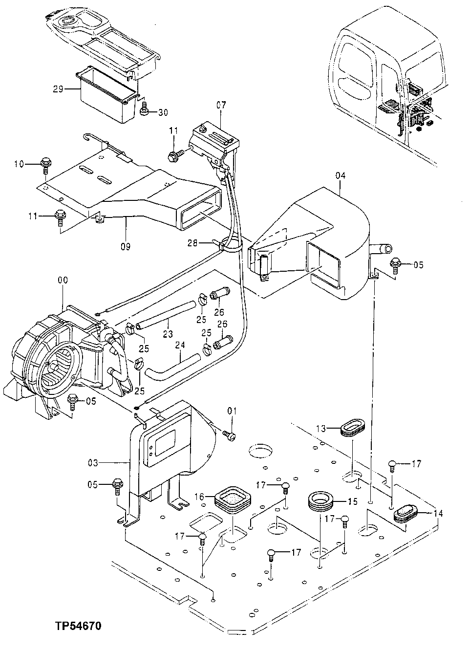 Схема запчастей John Deere 50LC - 150 - Heater 1830 Heating & Air Conditioning