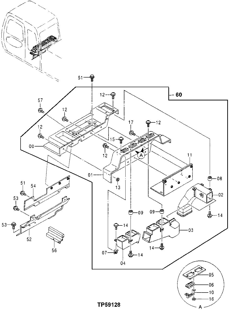 Схема запчастей John Deere 50LC - 165 - Rear Tray 1830 Heating & Air Conditioning