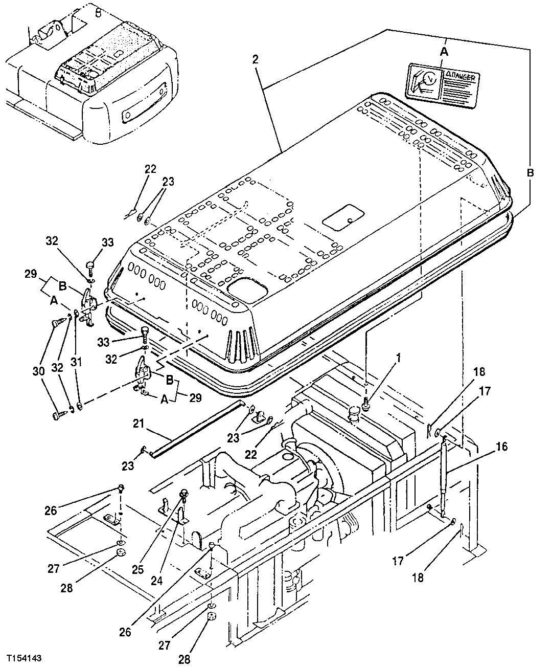 Схема запчастей John Deere 50LC - 173 - Engine Cover 1910 Hood Or Engine Enclosure