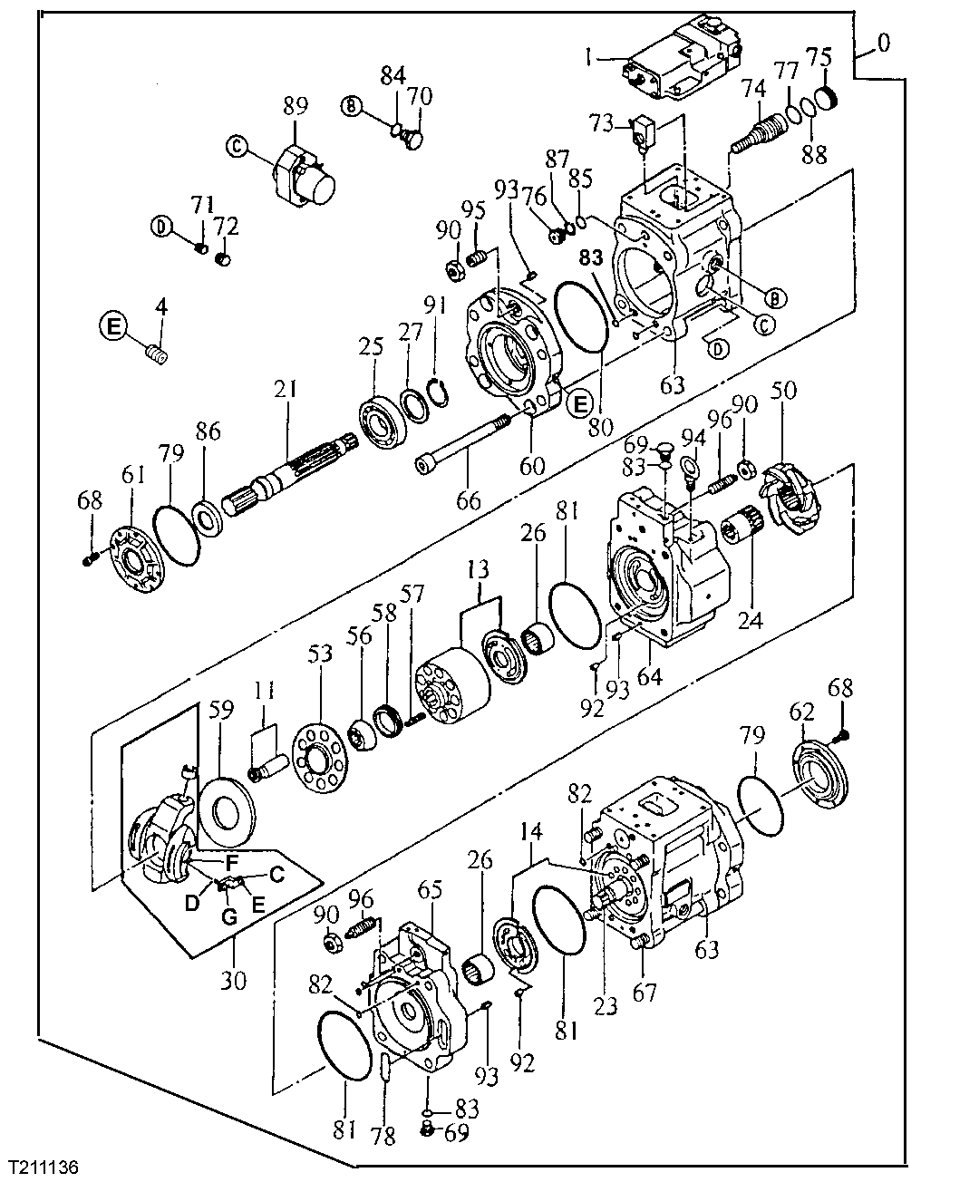 Схема запчастей John Deere 50LC - 179 - Main Hydraulic Pump 2160 Vehicle Hydraulics