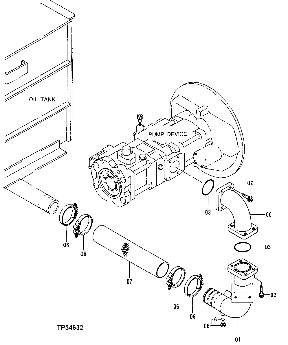 Схема запчастей John Deere 50LC - 186 - Suction Lines 2160 Vehicle Hydraulics