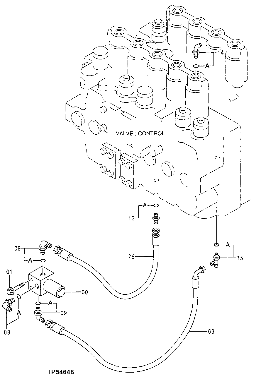 Схема запчастей John Deere 50LC - 189 - SOLENOID VALVE AND PILOT PIPINGS 2162 Hydraulic Selective Control & Load Holding Valves