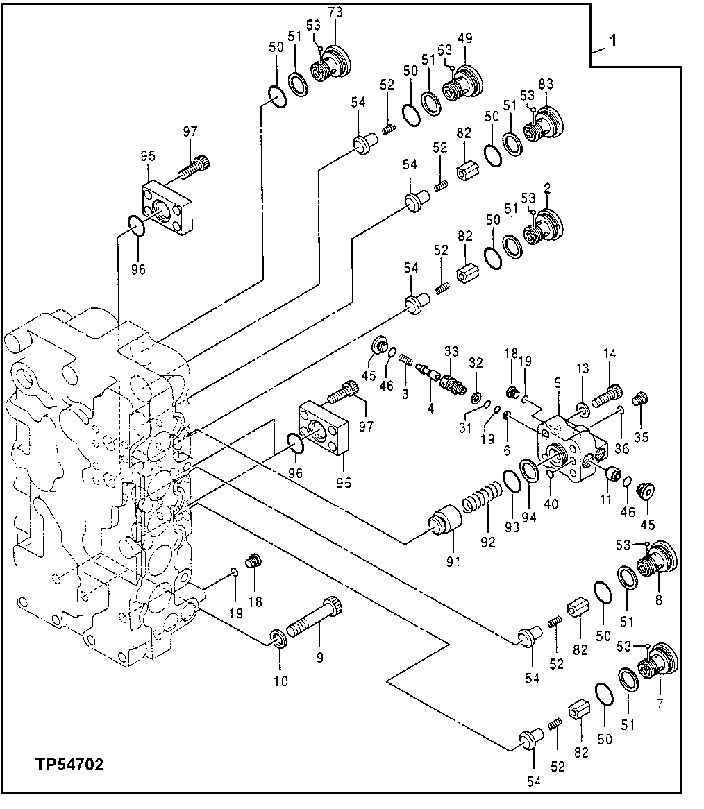 Схема запчастей John Deere 50LC - 196 - Control Valve 2162 Hydraulic Selective Control & Load Holding Valves