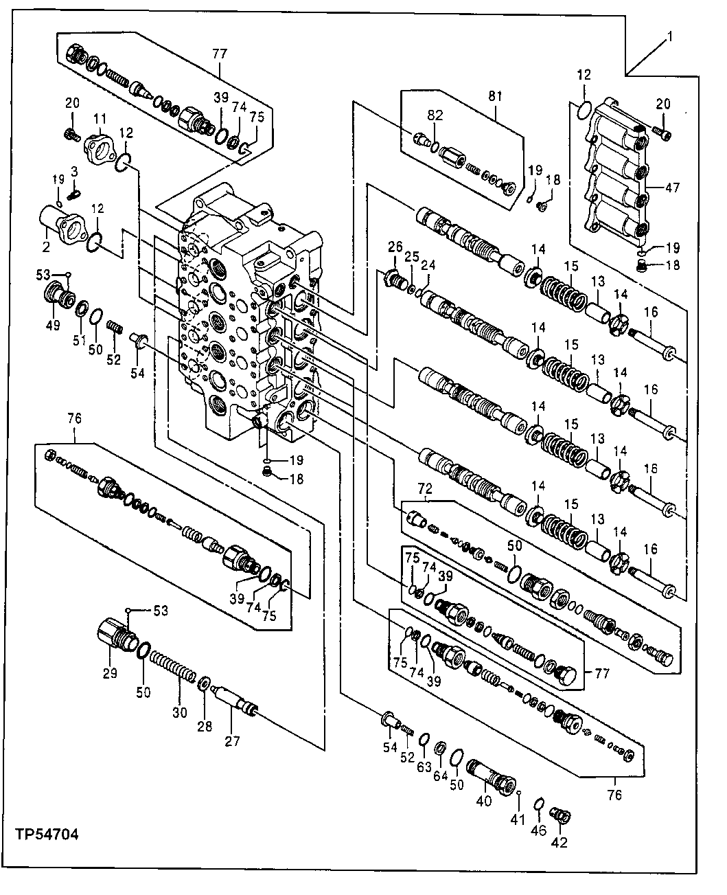 Схема запчастей John Deere 50LC - 198 - Control Valve 2162 Hydraulic Selective Control & Load Holding Valves