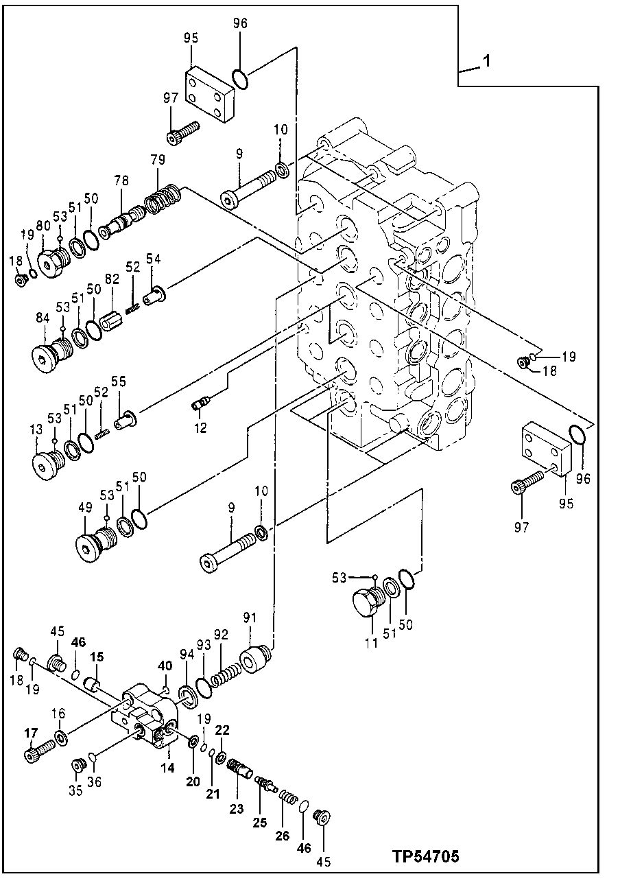 Схема запчастей John Deere 50LC - 199 - Control Valve 2162 Hydraulic Selective Control & Load Holding Valves