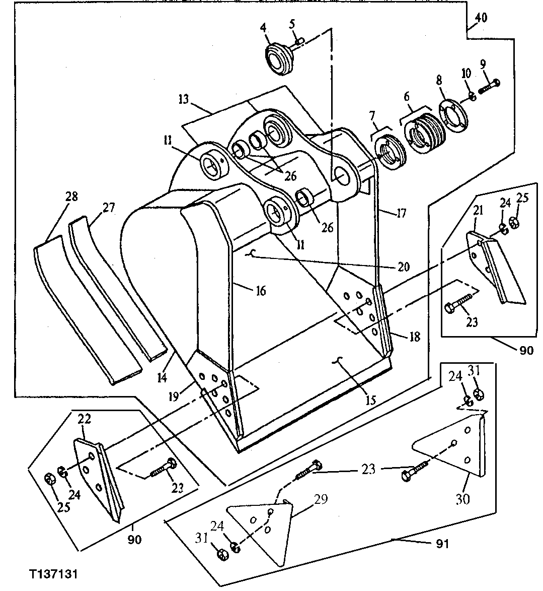 Схема запчастей John Deere 50LC - 214 - Heavy Duty High Capacity Bucket (Also Order Bucket Tooth Assemblies) 3302 Bucket With Teeth